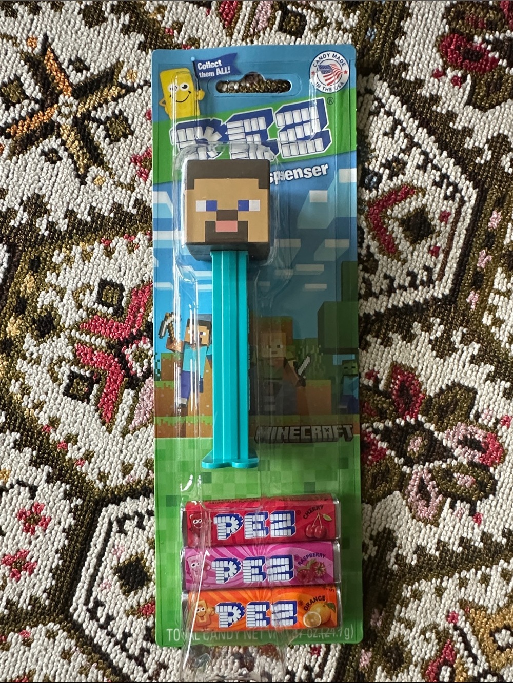 Minecraft Steve PEZ Candy Dispenser in Turquoise